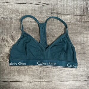 Calvin‎ Klein Motive Cotton Lightly Lined Bralette Bra Women's M Emerald Green